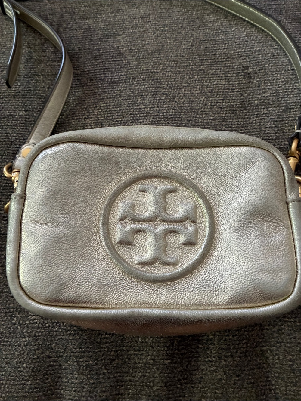 Tory Burch Metallic Gold Leather Crossbody Bag